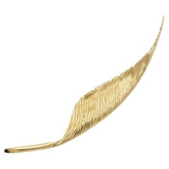 Christian Dior GROSSE 1969 Vintage Textured Long Wave Feather Leaf Reed Brooch