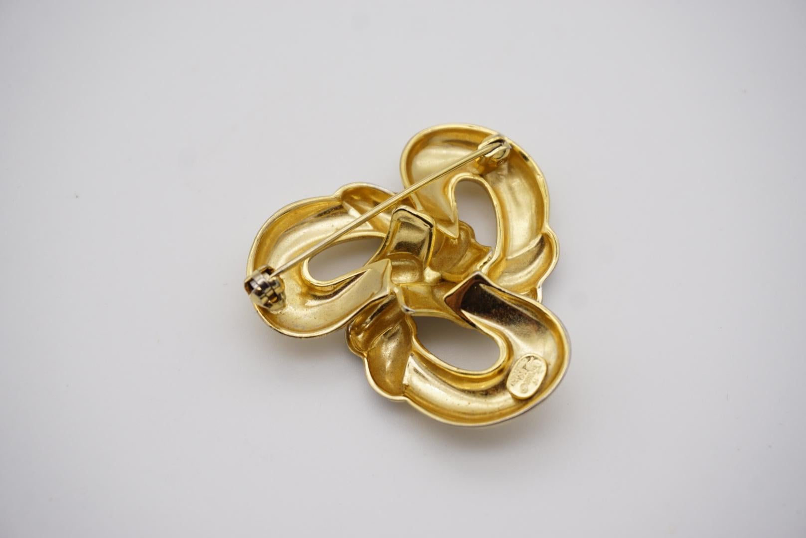 Christian Dior GROSSE 1969 Vintage Trio Knot Bows Swirl Twist Gold Silver Brooch For Sale 5