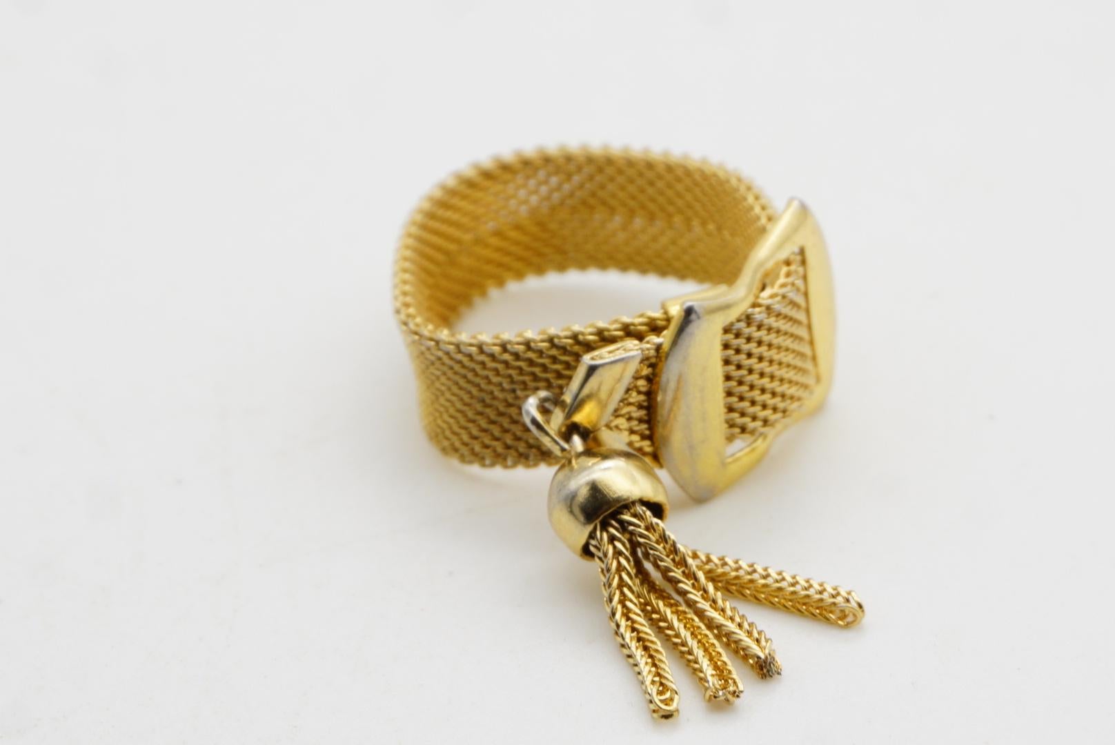 Christian Dior GROSSE 1970 Cintura regolabile a rete intrecciata Anello con charme e nappina in vendita 9