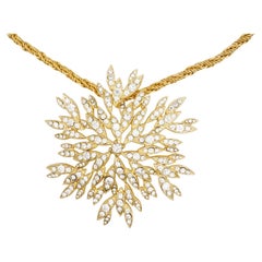 Christian Dior GROSSE 1970 Large Crystals Snowflake Flower Pendant Long Necklace