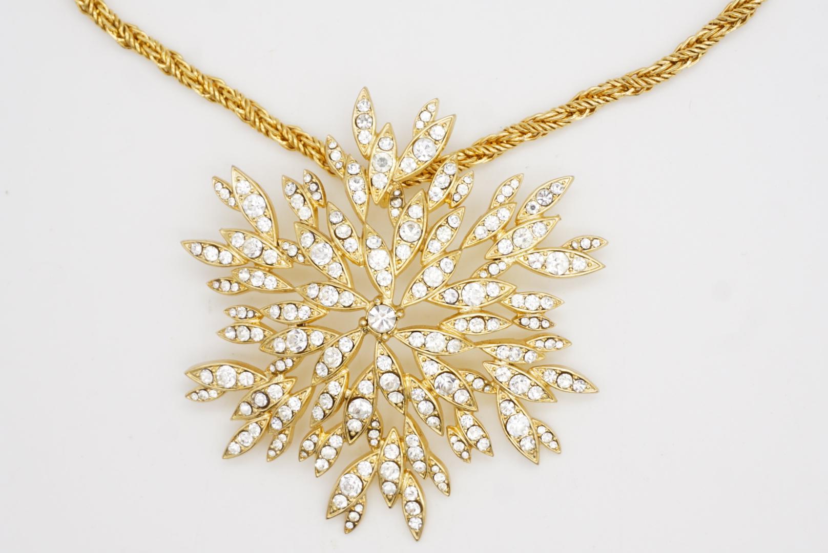 Christian Dior GROSSE 1970 Large Snowflake Crystals Flower Pendant Necklace For Sale 5