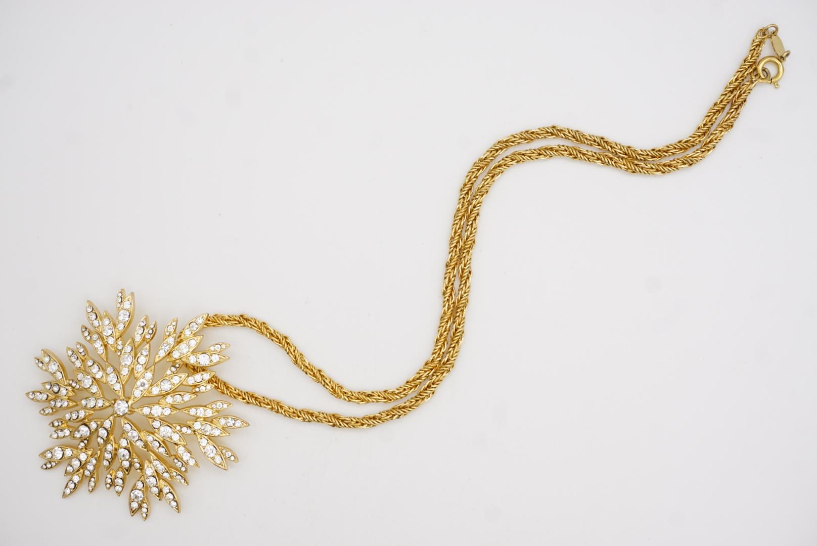 Christian Dior GROSSE 1970 Large Snowflake Crystals Flower Pendant Necklace For Sale 6