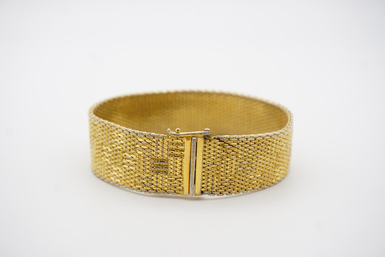 Christian Dior GROSSE 1970 Link Mesh Ridged Weave Modernist Gold Cuff Bracelet  3