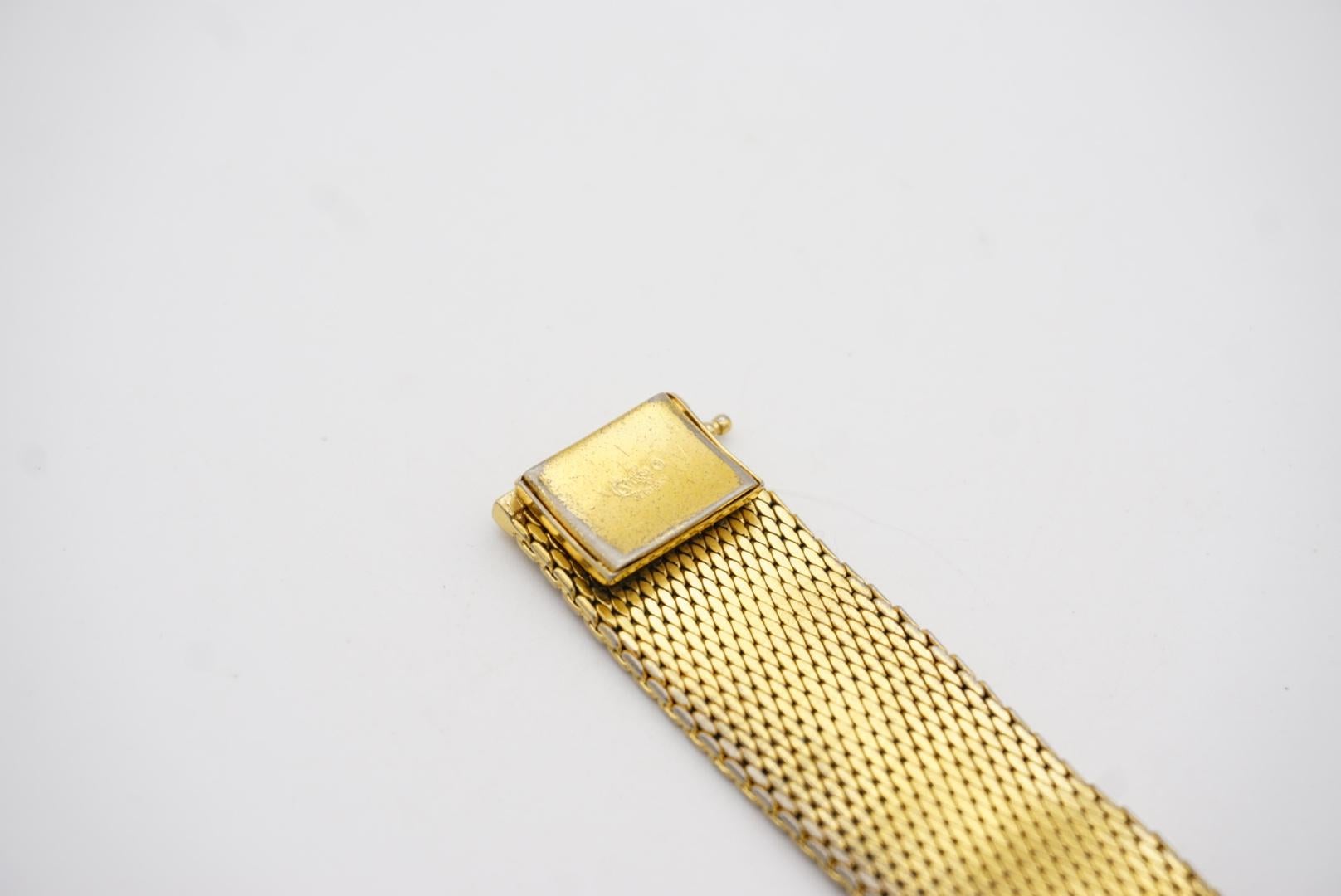 Christian Dior GROSSE 1970 Link Mesh Ridged Weave Modernist Gold Cuff Bracelet  4