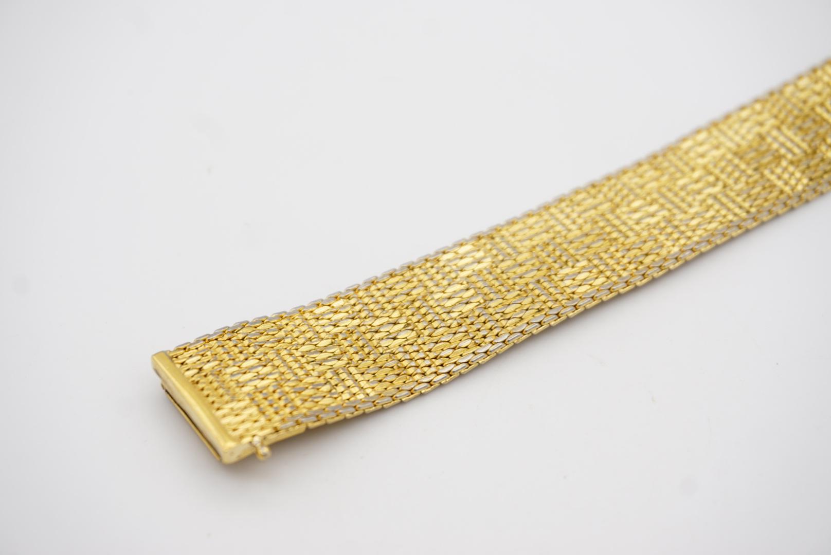 Christian Dior GROSSE 1970 Link Mesh Ridged Weave Modernist Gold Cuff Bracelet  5