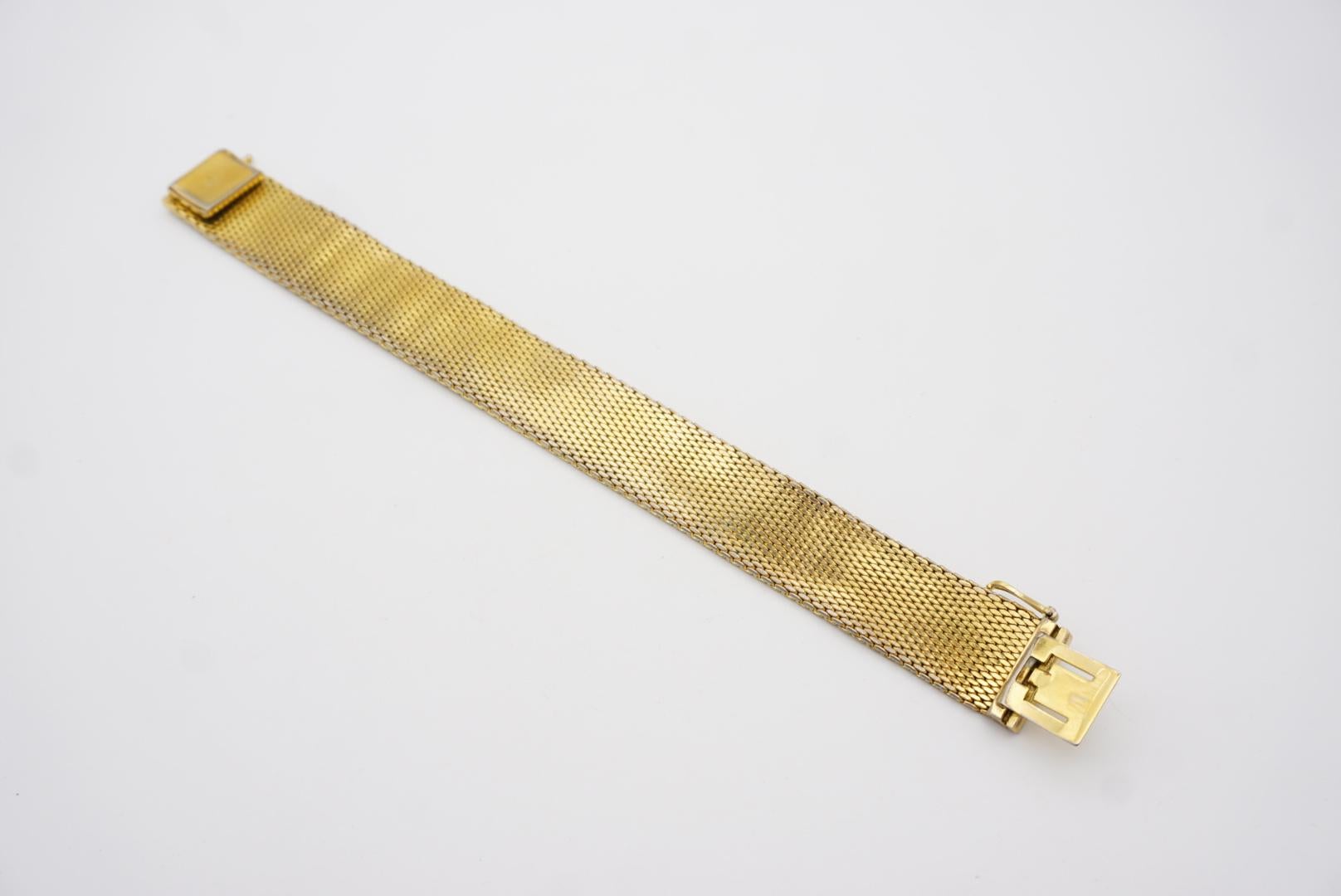 Christian Dior GROSSE 1970 Link Mesh Ridged Weave Modernist Gold Cuff Bracelet  7