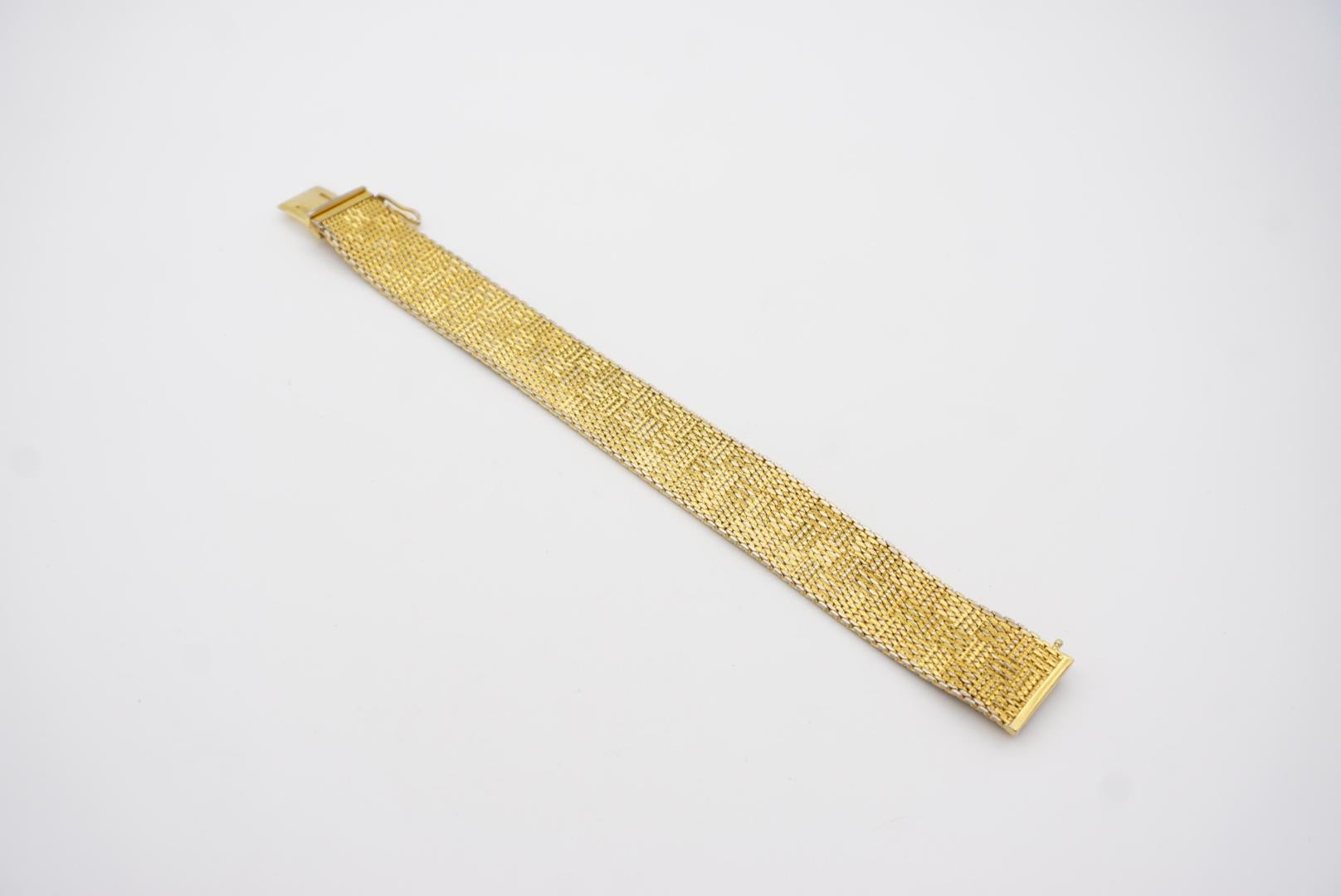 Christian Dior GROSSE 1970 Link Mesh Ridged Weave Modernist Gold Cuff Bracelet  8