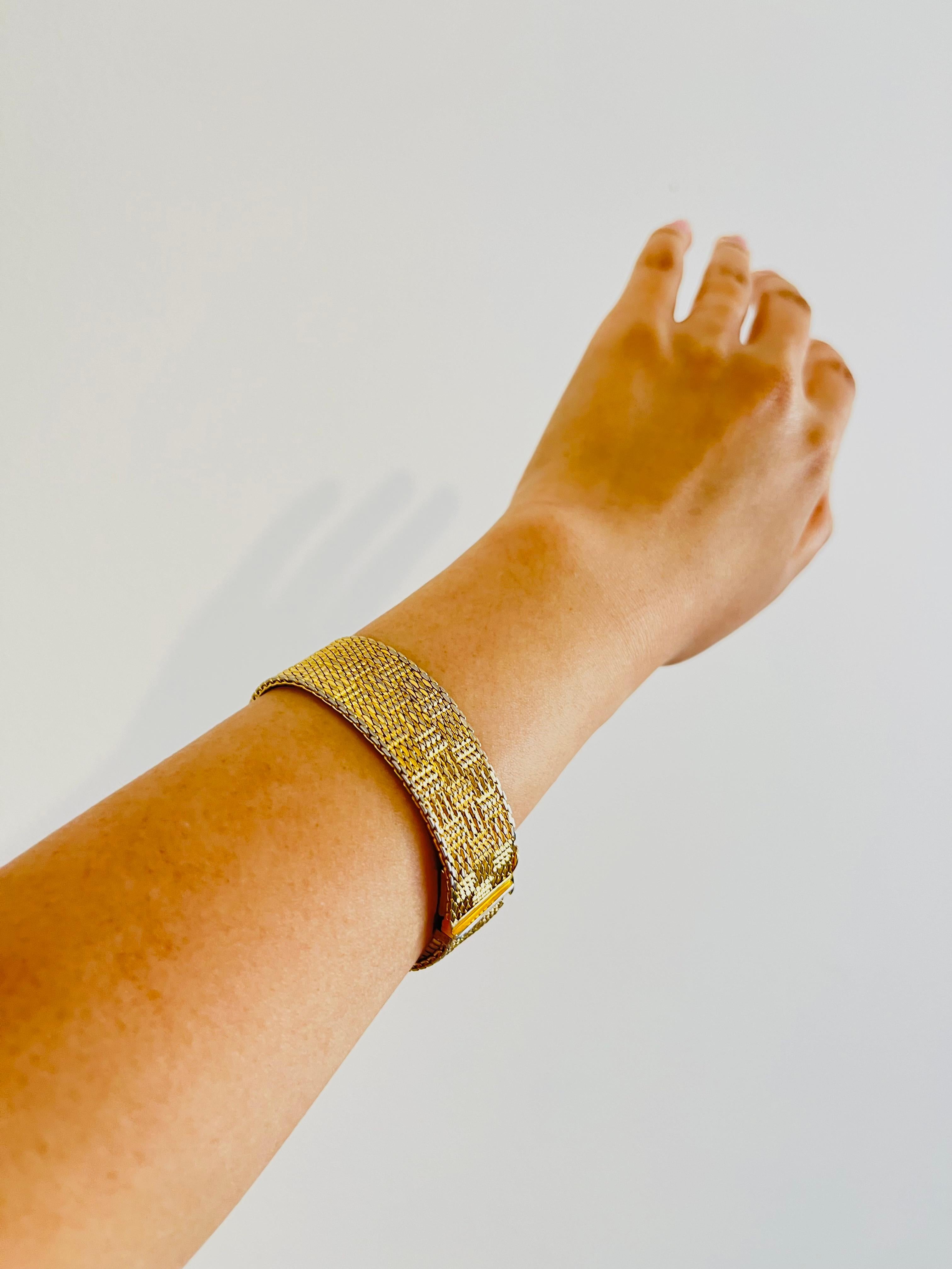 Christian Dior GROSSE 1970 Link Mesh Ridged Weave Modernist Gold Cuff Bracelet 1