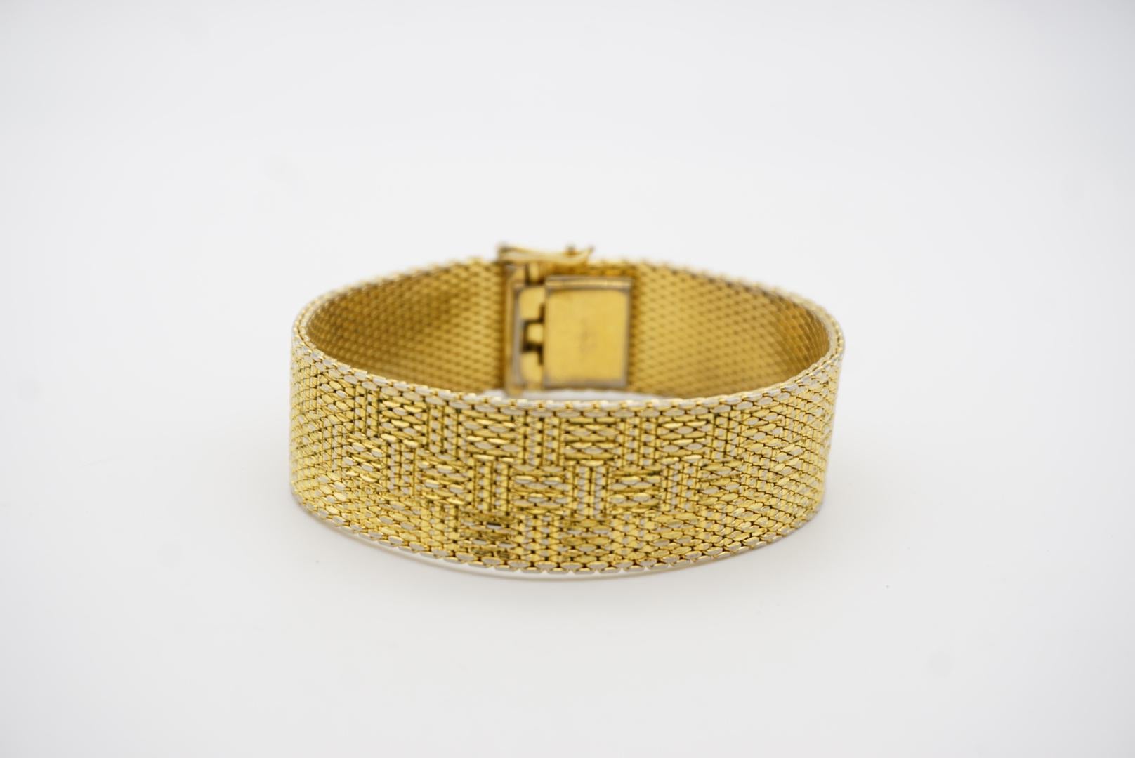 Christian Dior GROSSE 1970 Link Mesh Ridged Weave Modernist Gold Cuff Bracelet  2