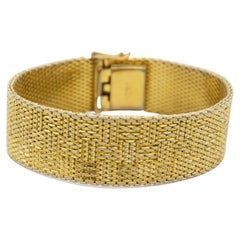 Christian Dior GROSSE 1970 Link Mesh Ridged Weave Modernist Gold Cuff Bracelet 