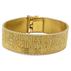 Christian Dior GROSSE 1970 Link Mesh Ridged Weave Modernist Gold Cuff Bracelet