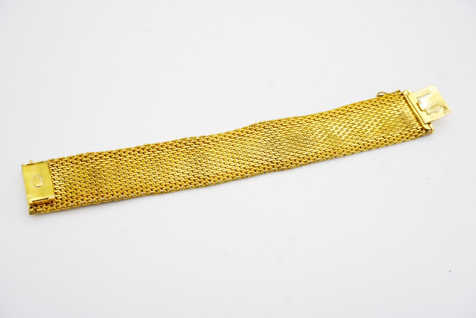 Christian Dior GROSSE 1970 Bracelet moderniste à maillons chevaux épais en maille tissée large et épaisse en vente 6