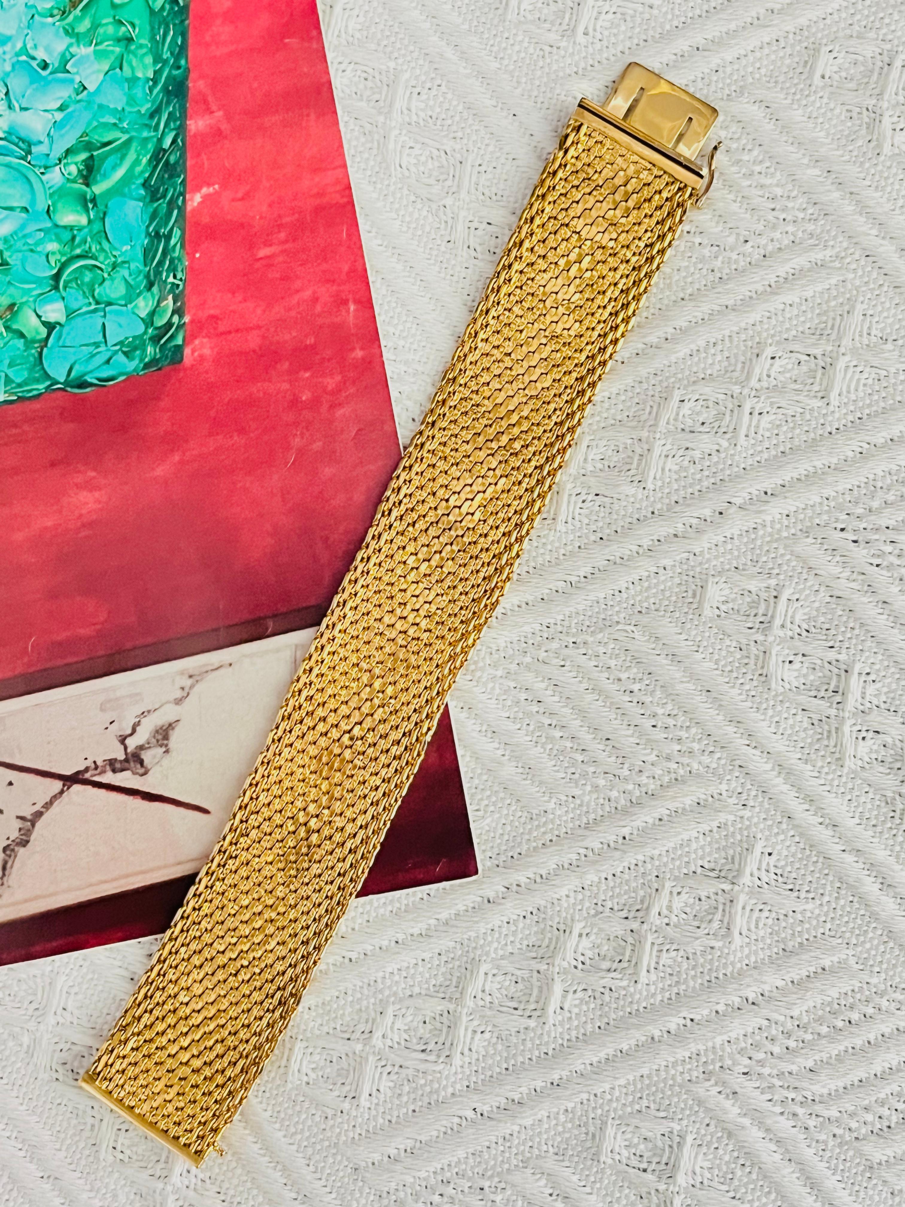 Art déco Christian Dior GROSSE 1970 Bracelet moderniste à maillons chevaux épais en maille tissée large et épaisse en vente