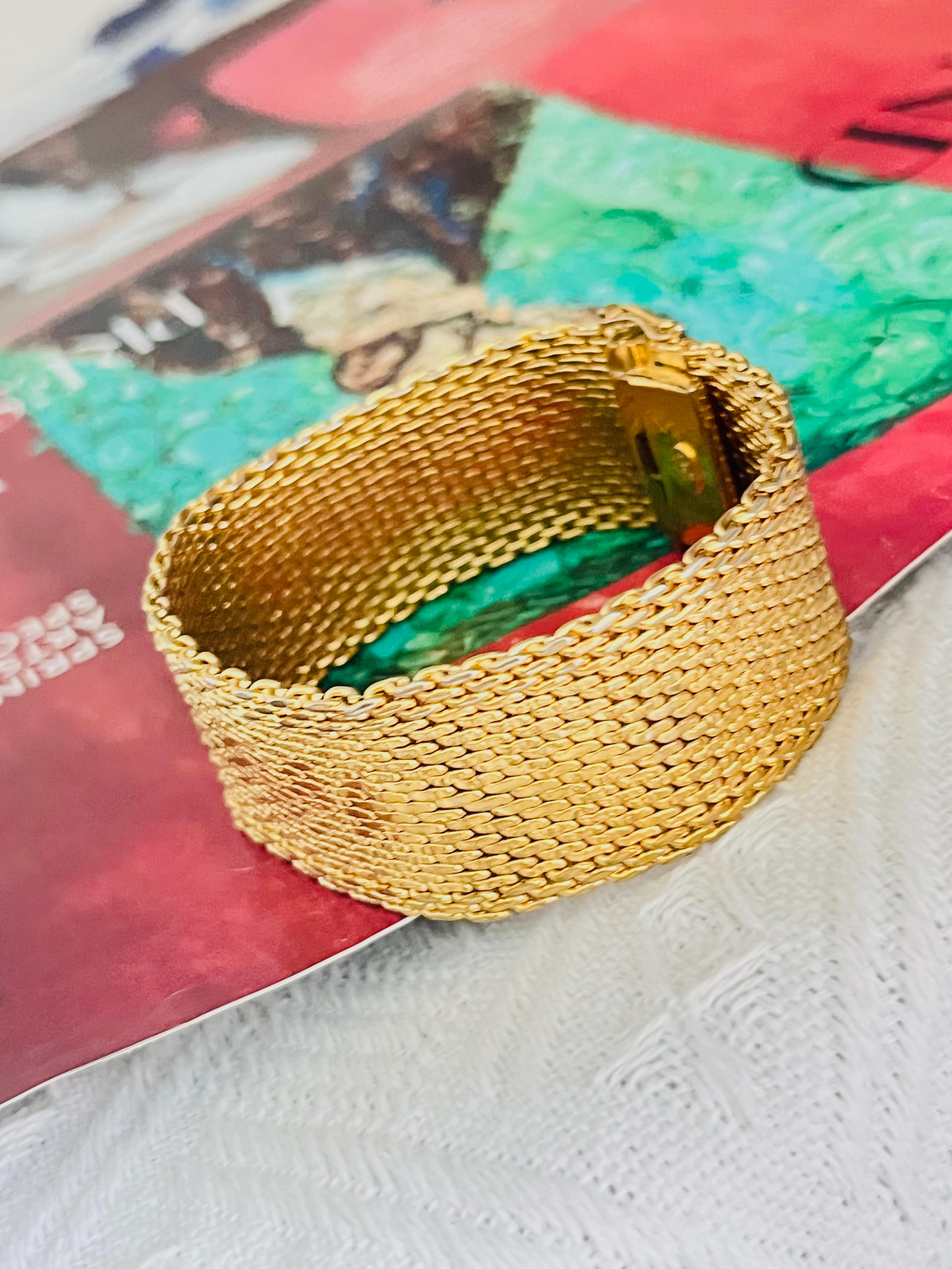 Christian Dior GROSSE 1970 Bracelet moderniste à maillons chevaux épais en maille tissée large et épaisse Bon état - En vente à Wokingham, England