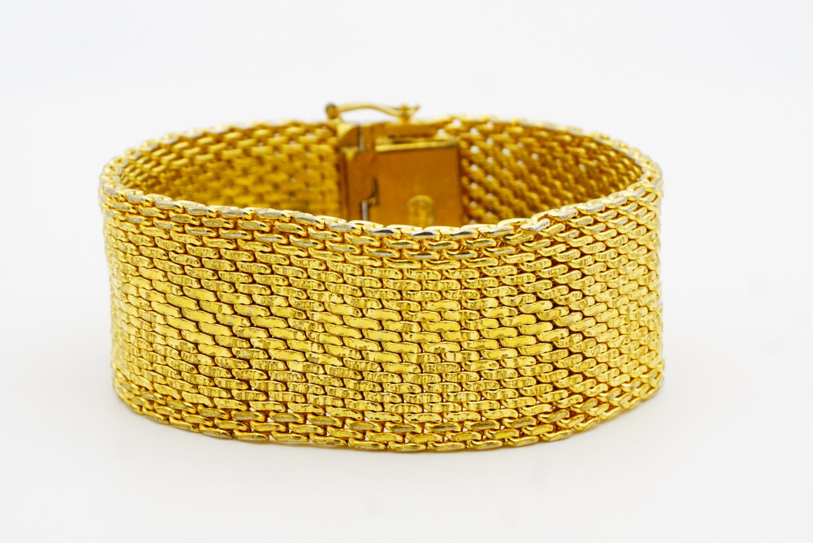 Christian Dior GROSSE 1970 Bracelet moderniste à maillons chevaux épais en maille tissée large et épaisse en vente 3