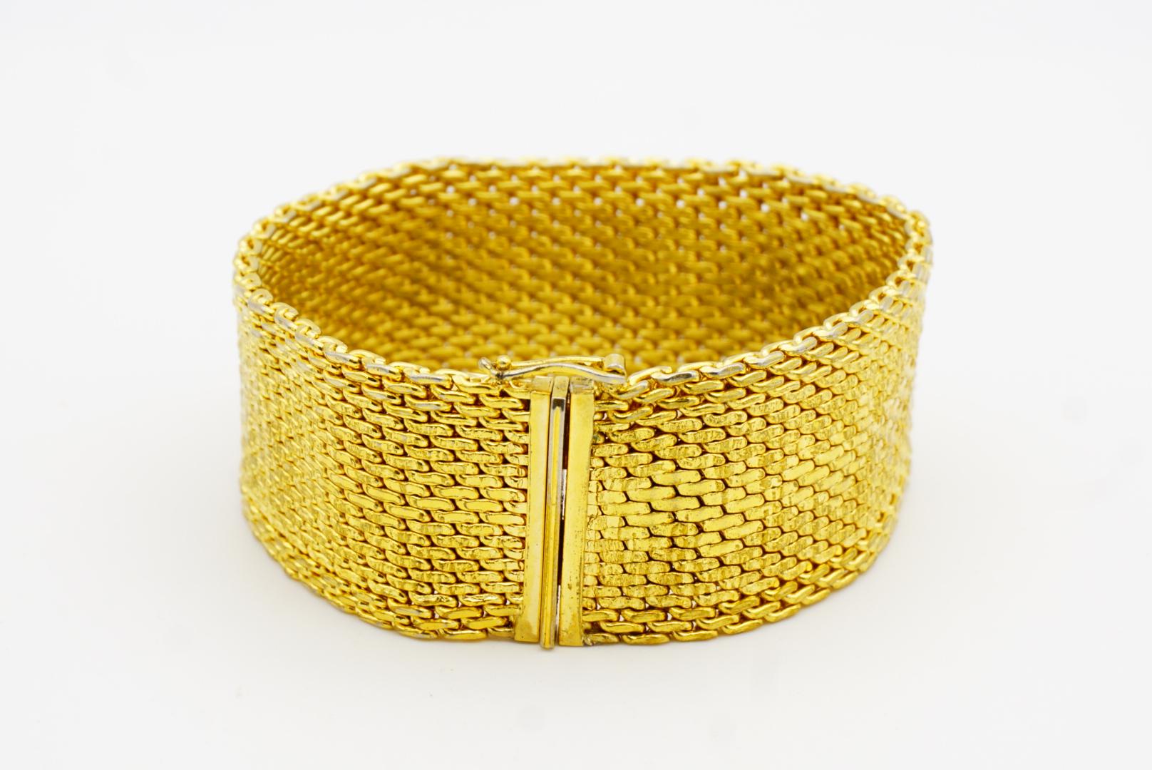 Christian Dior GROSSE 1970 Bracelet moderniste à maillons chevaux épais en maille tissée large et épaisse en vente 4
