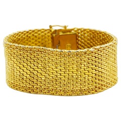 Christian Dior GROSSE 1970 Ridged Link Thick Wide Woven Mesh Modernist Bracelet