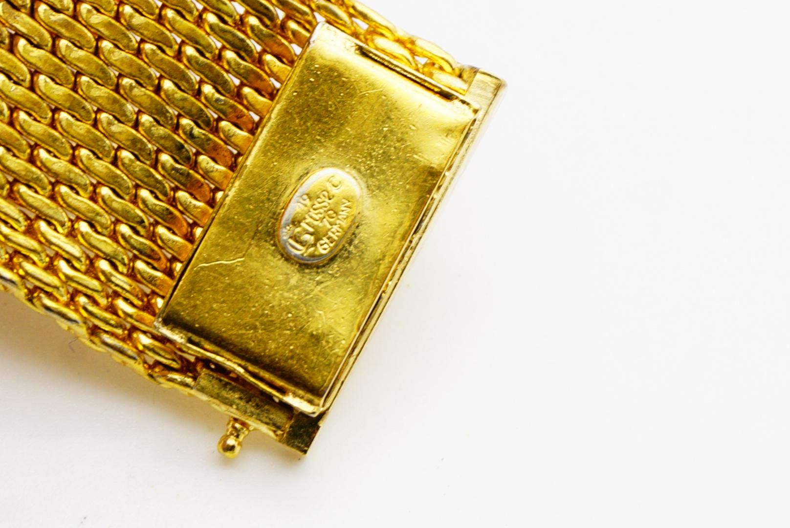 Christian Dior GROSSE 1970 Pulsera de eslabones gruesos y anchos de malla tejida en venta 7