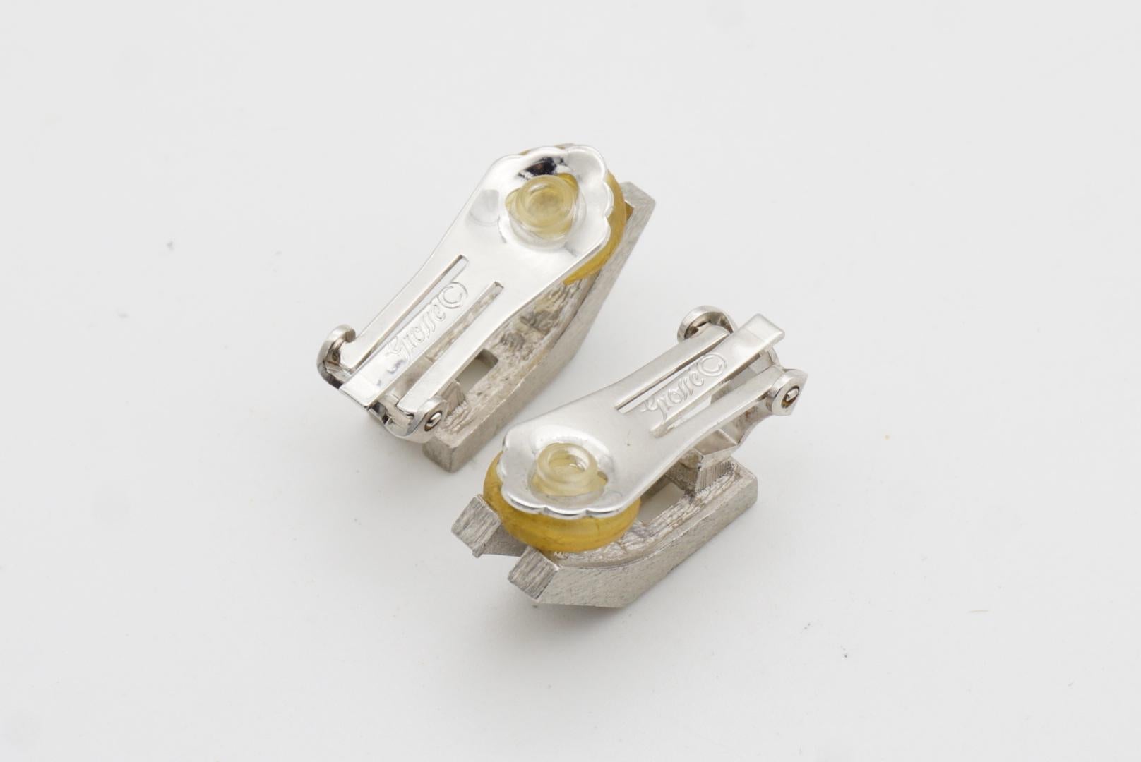 Christian Dior GROSSE 1970 Sapphire Cube Triangle Crystals Silver Clip Earrings For Sale 8