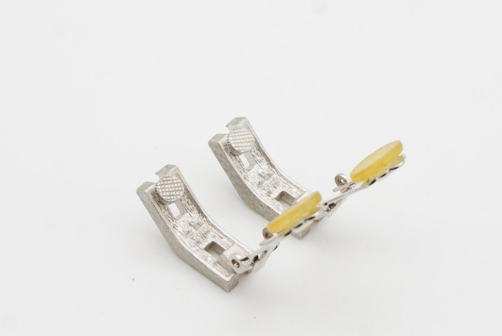 Christian Dior GROSSE 1970 Sapphire Cube Triangle Crystals Silver Clip Earrings For Sale 9