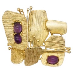 Christian Dior GROSSE 1970 Vintage Amethyst Butterfly Patchwork Modern Brooch