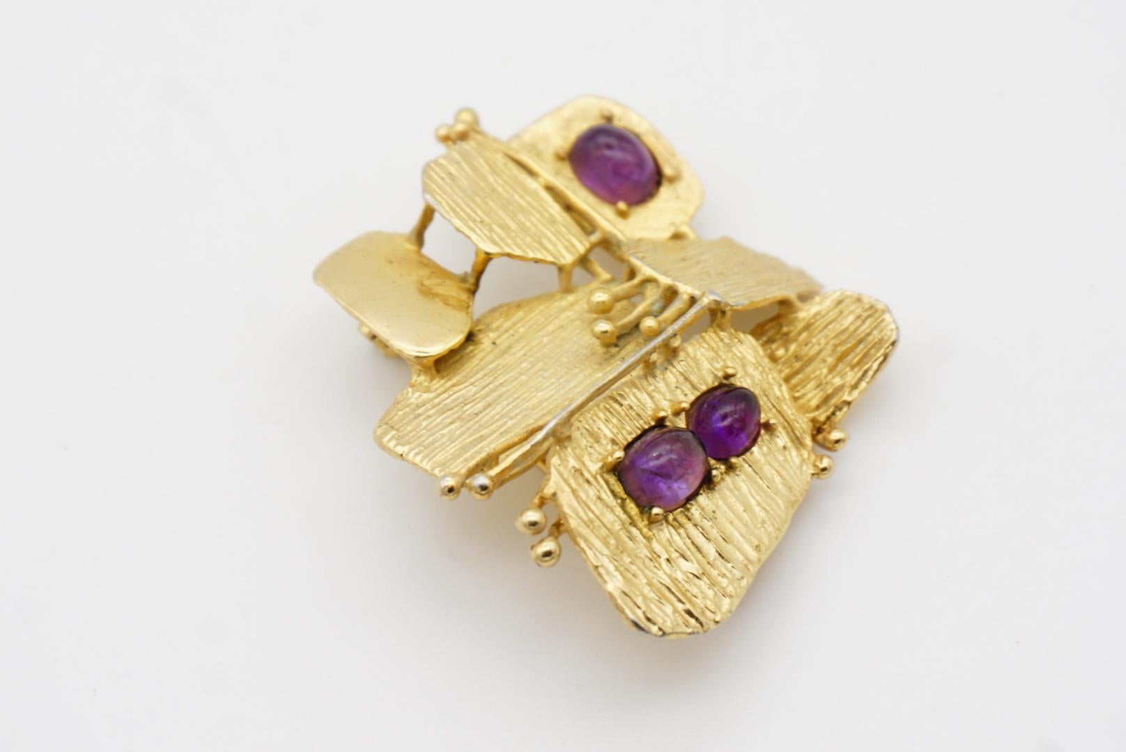 Christian Dior GROSSE 1970 Vintage Amethyst Butterfly Patchwork Modernist Brooch For Sale 6