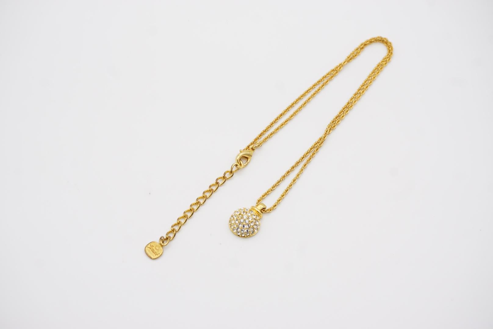 Christian Dior GROSSE 1970 Collana con ciondolo a forma di bottiglia d'epoca con cristalli tondi e bombati in vendita 7