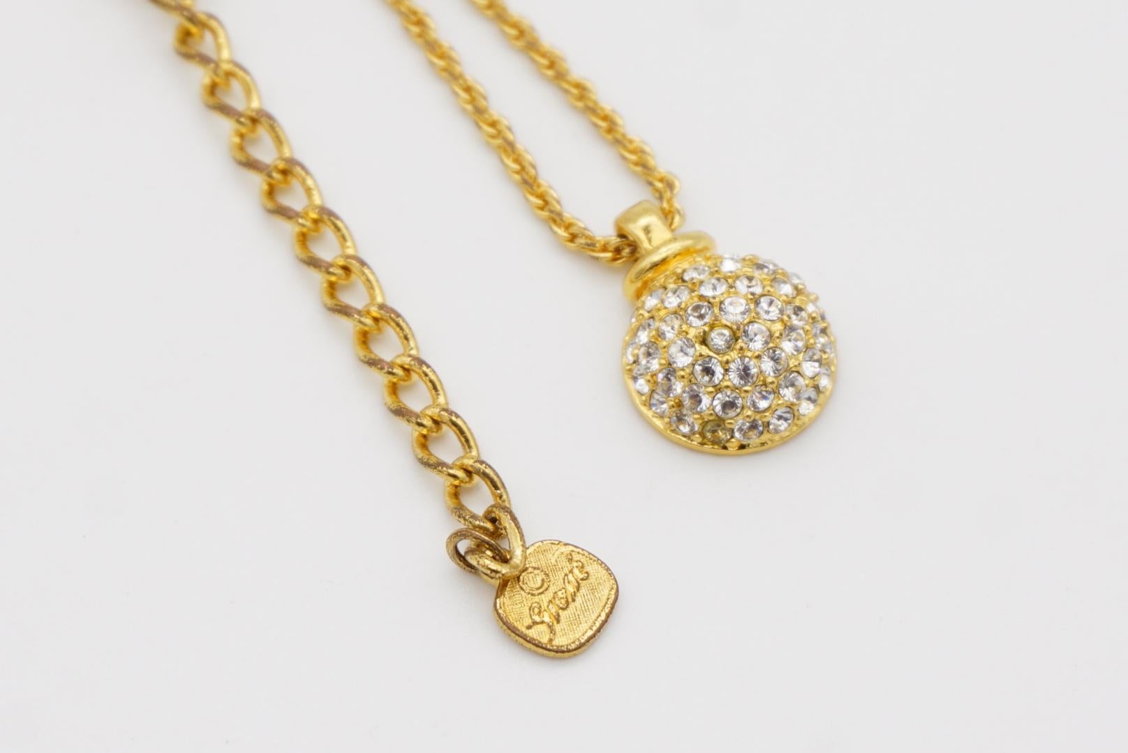 Christian Dior GROSSE 1970 Collana con ciondolo a forma di bottiglia d'epoca con cristalli tondi e bombati in vendita 8