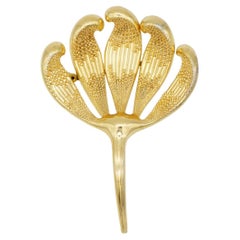 Christian Dior GROSSE 1970 Vintage Flower Leaf Domed Five Petal Openwork Brooch