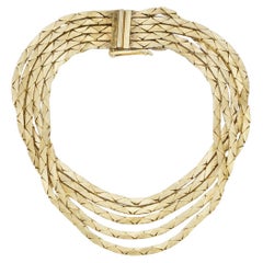 Christian Dior GROSSE 1970s 5 Five Strands Box Linked Chain Rope Snake Bracelet