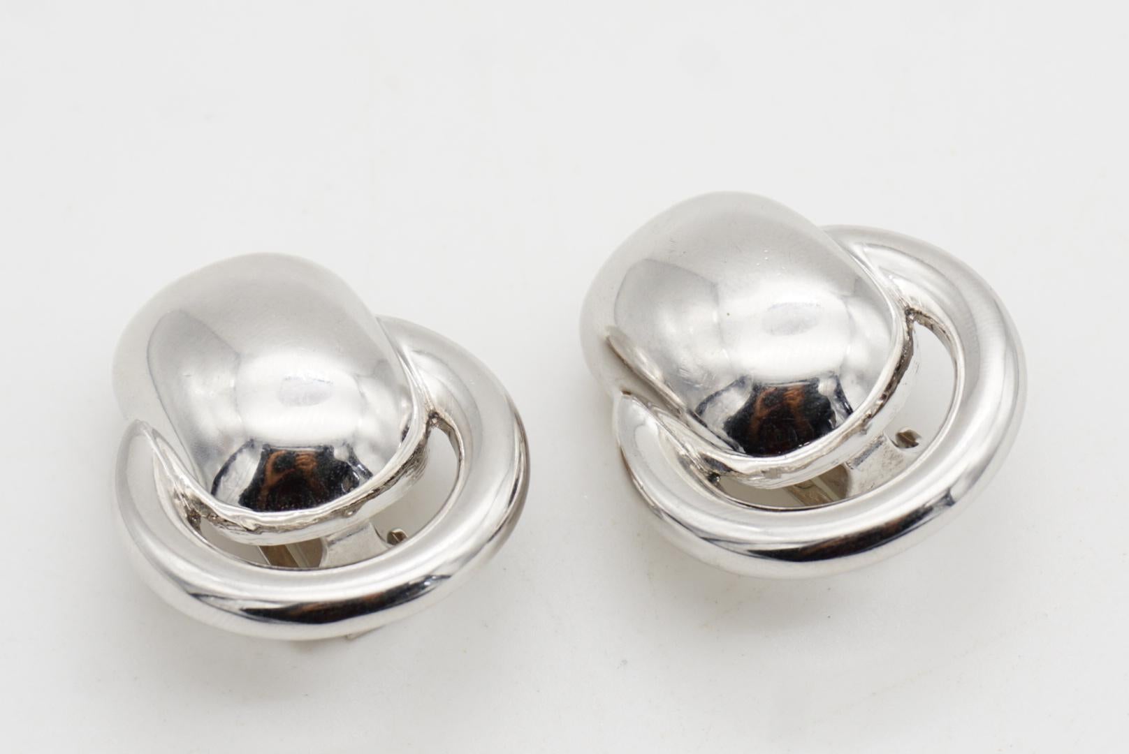 Christian Dior GROSSE 1970er Jahre Kreis Türklopfer Rechteck Reif Silber Ohrringe im Angebot 6
