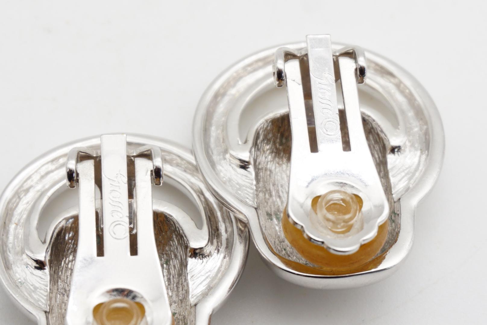 Christian Dior GROSSE 1970er Jahre Kreis Türklopfer Rechteck Reif Silber Ohrringe im Angebot 8