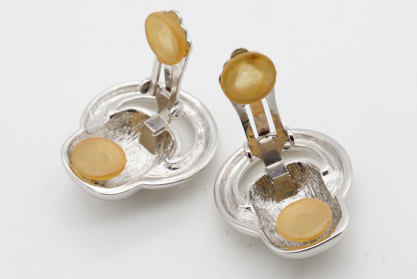 Christian Dior GROSSE 1970er Jahre Kreis Türklopfer Rechteck Reif Silber Ohrringe im Angebot 9