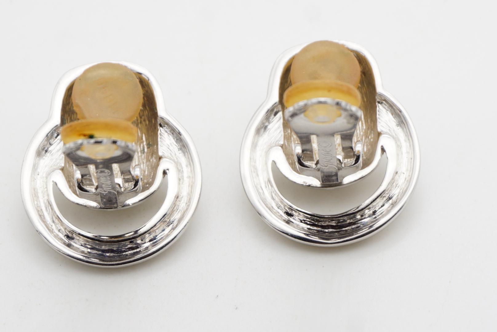 Christian Dior GROSSE 1970er Jahre Kreis Türklopfer Rechteck Reif Silber Ohrringe im Angebot 10