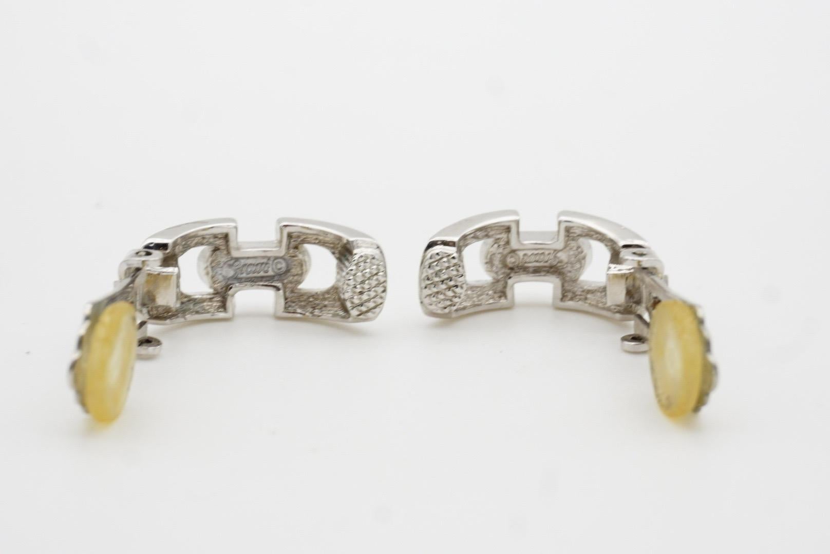 Christian Dior GROSSE 1970 Cristales Entrelazados Aro Cúpula Pendientes de Clip de Plata en venta 9