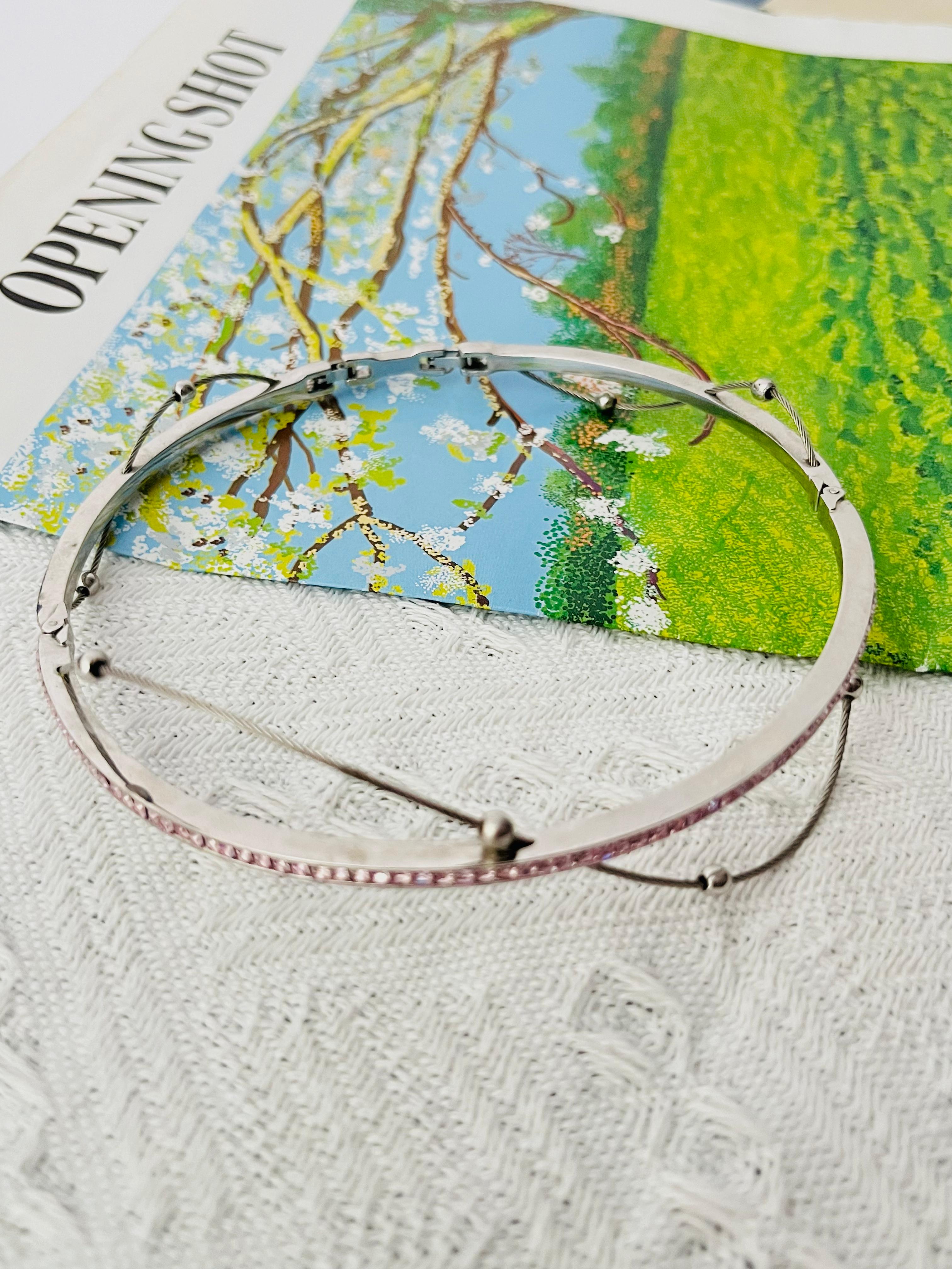 Art Déco Christian Dior GROSSE 1970s Cubo Rosa Cristalli Perline Satellite Collana Choker in vendita
