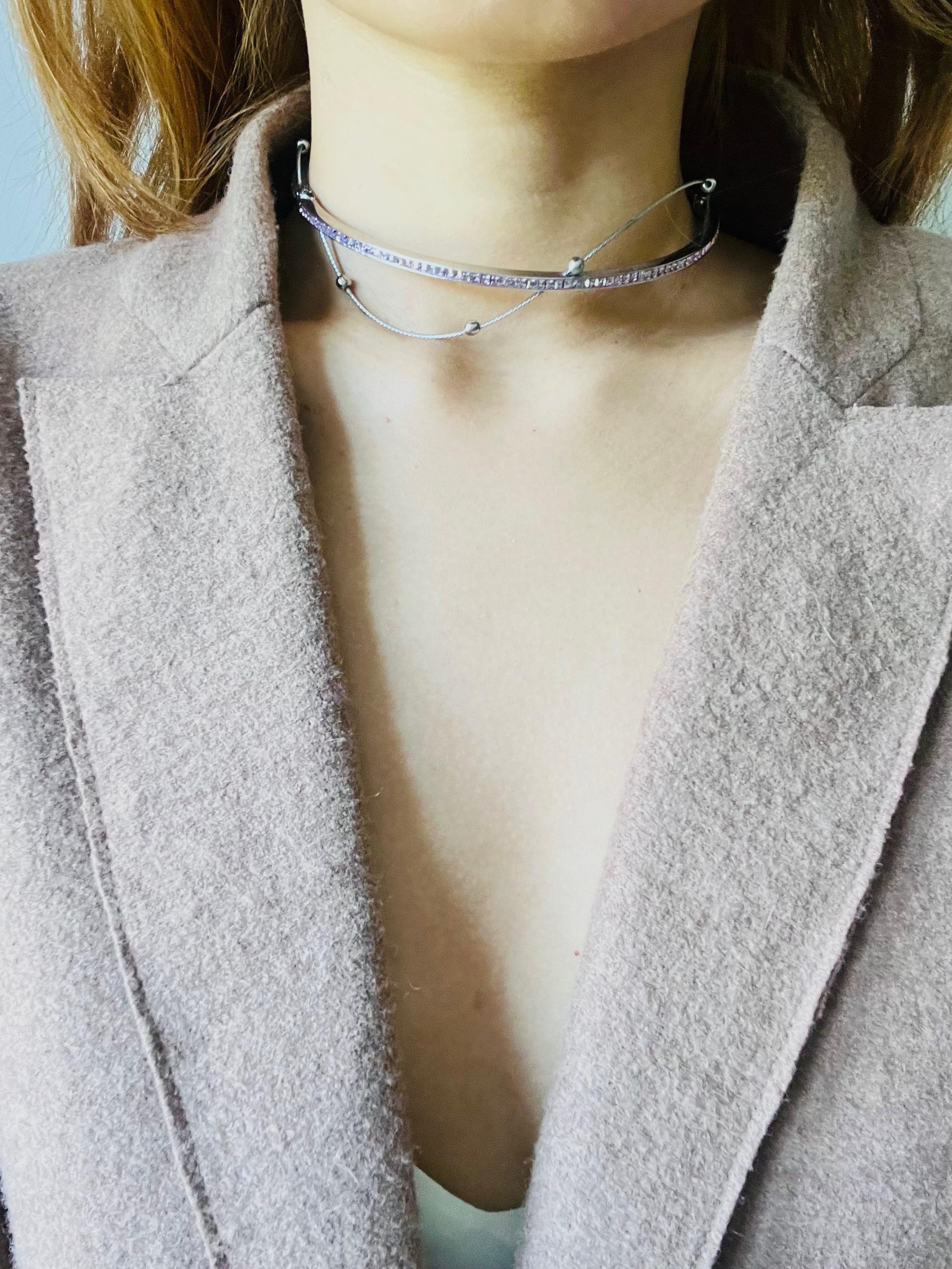 Christian Dior GROSSE 1970s Cubo Rosa Cristalli Perline Satellite Collana Choker in vendita 1