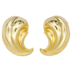 Christian Dior GROSSE 1970s Extra Large Wing Leaf Glow Crescent Clip Orecchini