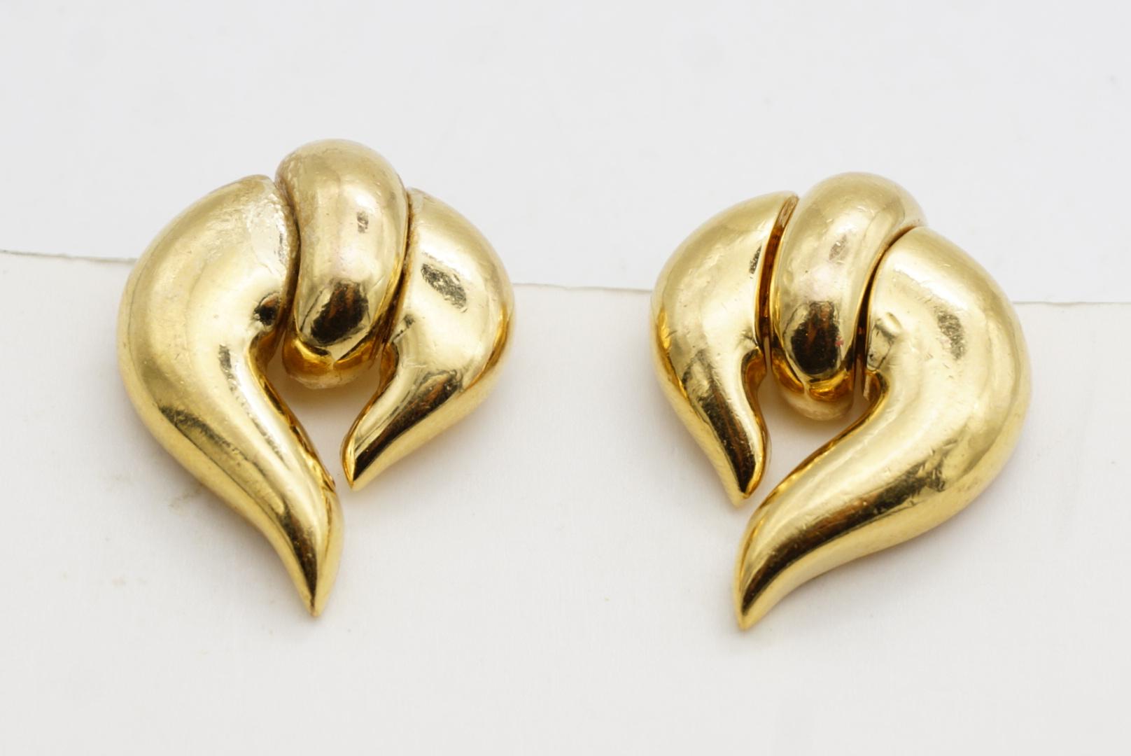 Christian Dior GROSSE Pendientes de lazo con nudo asimétrico de los años 70 Glow Flame Fire en venta 5