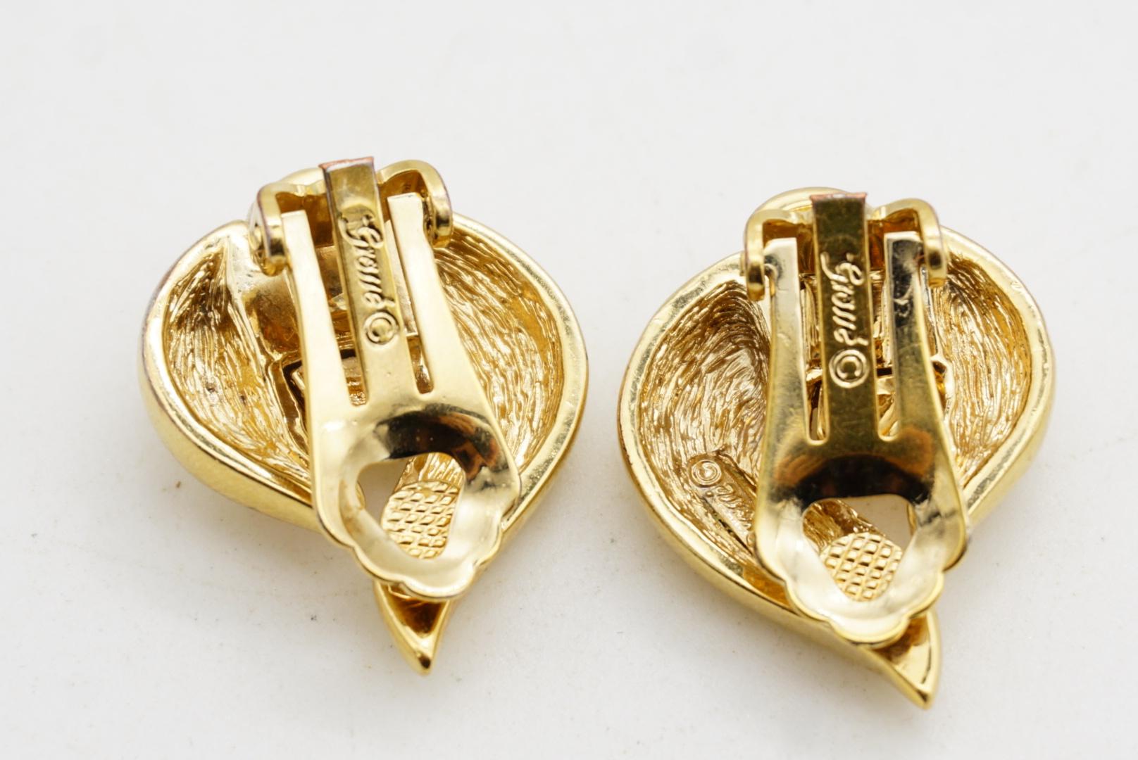 Christian Dior GROSSE Pendientes de lazo con nudo asimétrico de los años 70 Glow Flame Fire en venta 7