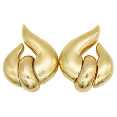 Christian Dior GROSSE 1970s Glow Flame Fire Asymmetric Knot Bow Clip Earrings