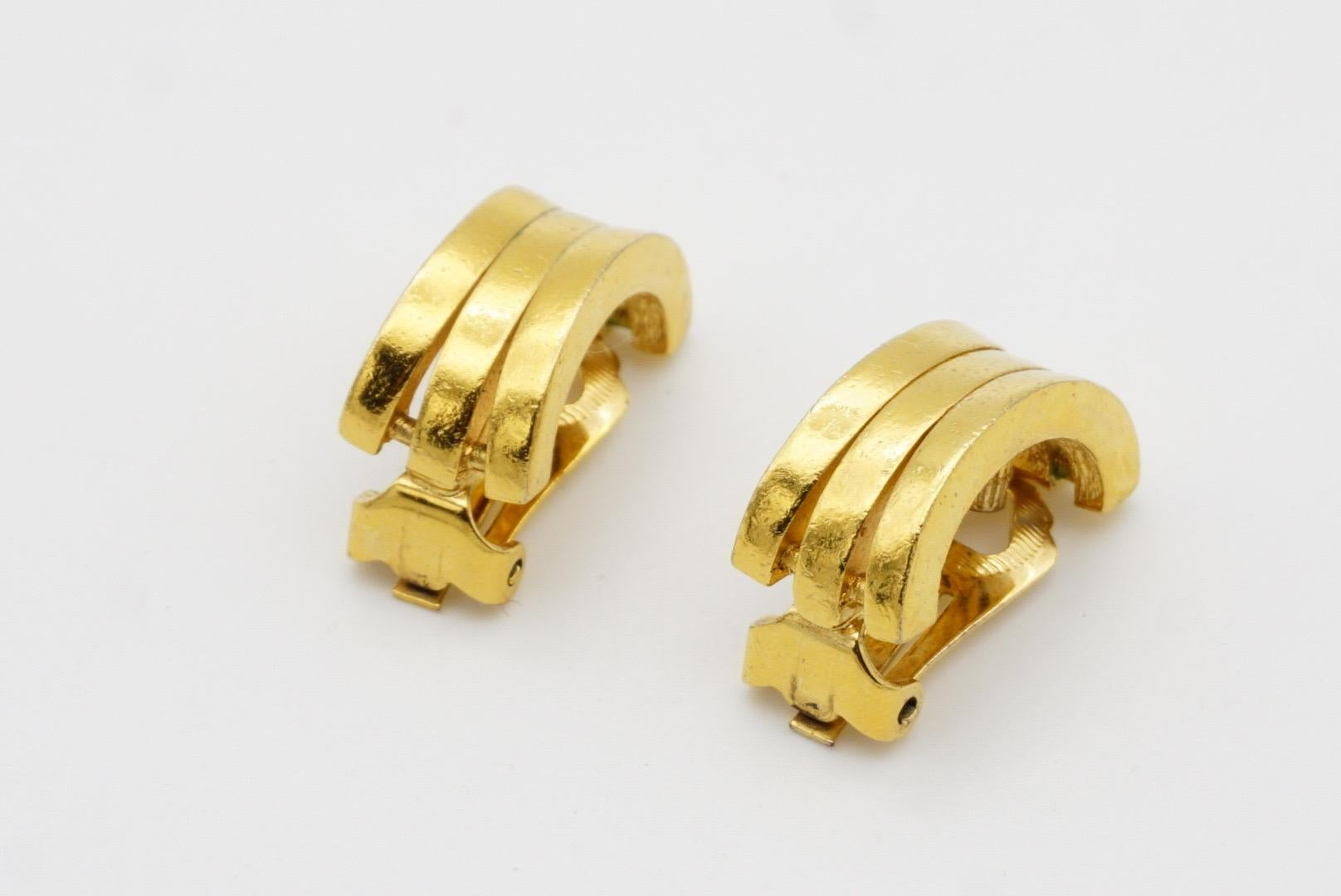 Christian Dior GROSSE 1970s Glow Trio di orecchini a clip in corda e a cupola in vendita 9