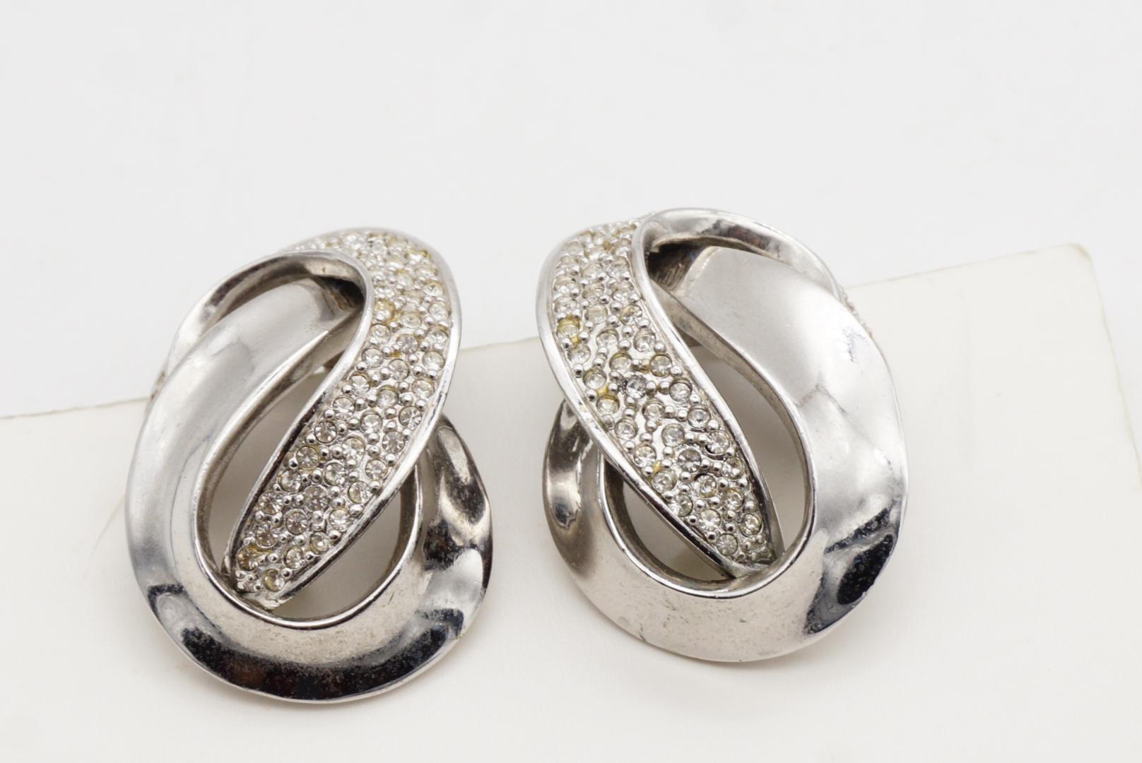 Christian Dior GROSSE 1970s Orecchini d'argento con cristalli intrecciati e massicci in vendita 4