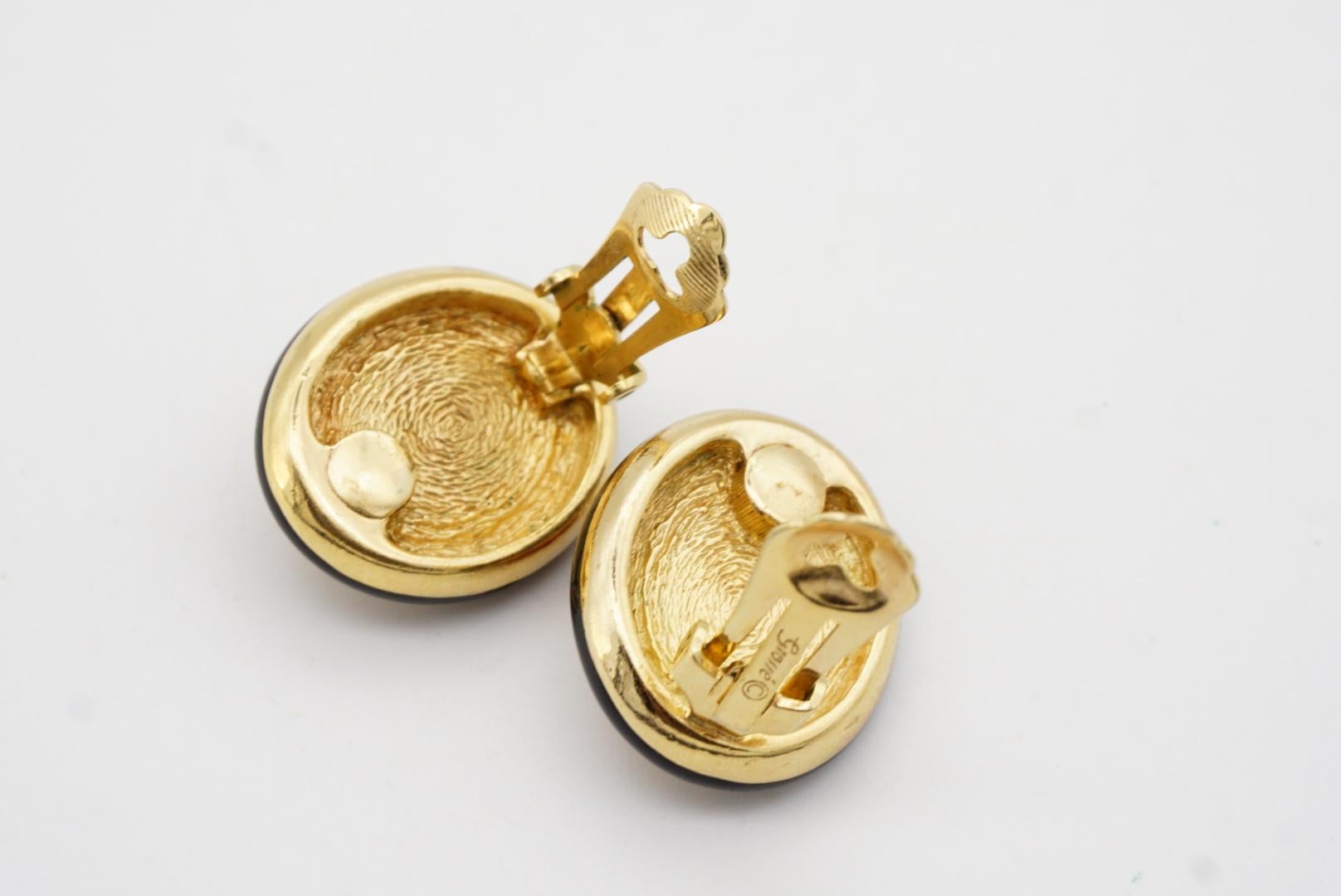 Christian Dior GROSSE 1970s Grandi orecchini a clip con cristalli di perle ovali rossi e neri in vendita 7