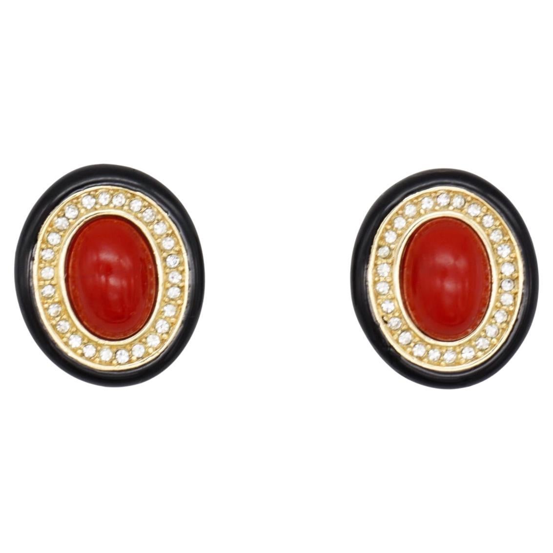 Christian Dior GROSSE 1970s Large Red Oval Pearl Crystals Black Clip Earrings, Gold Tone

Very excellent condition. Vintage and rare to find. 100% Genuine.

A very beautiful pair of clip on earrings by GROSSE, signed at the back.

Size: 2.6*2.2