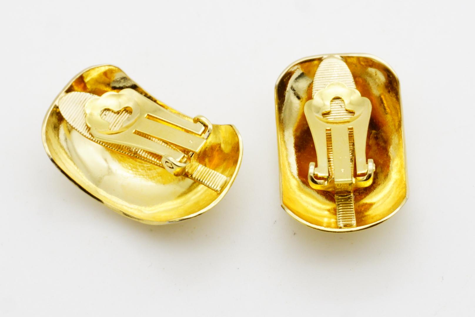 Christian Dior GROSSE 1970s Large Ripple Hoop Semi Dome Circle Clip Earrings For Sale 6
