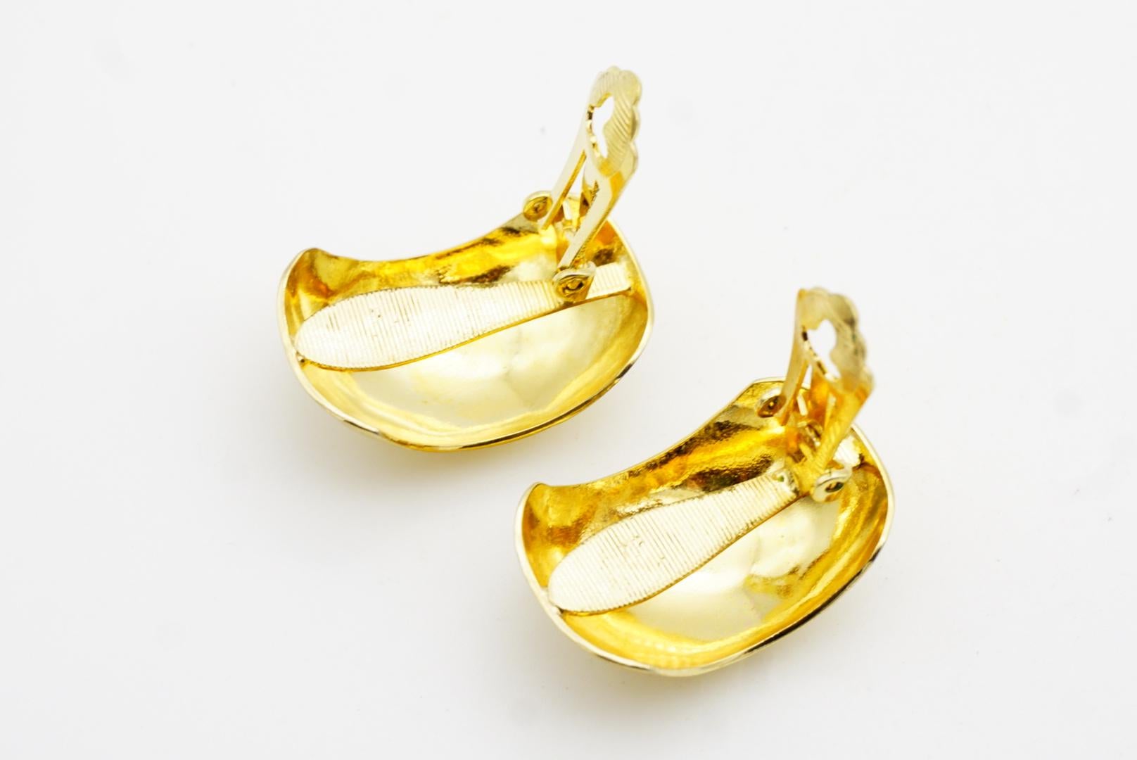 Christian Dior GROSSE 1970s Large Ripple Hoop Semi Dome Circle Clip Earrings For Sale 7