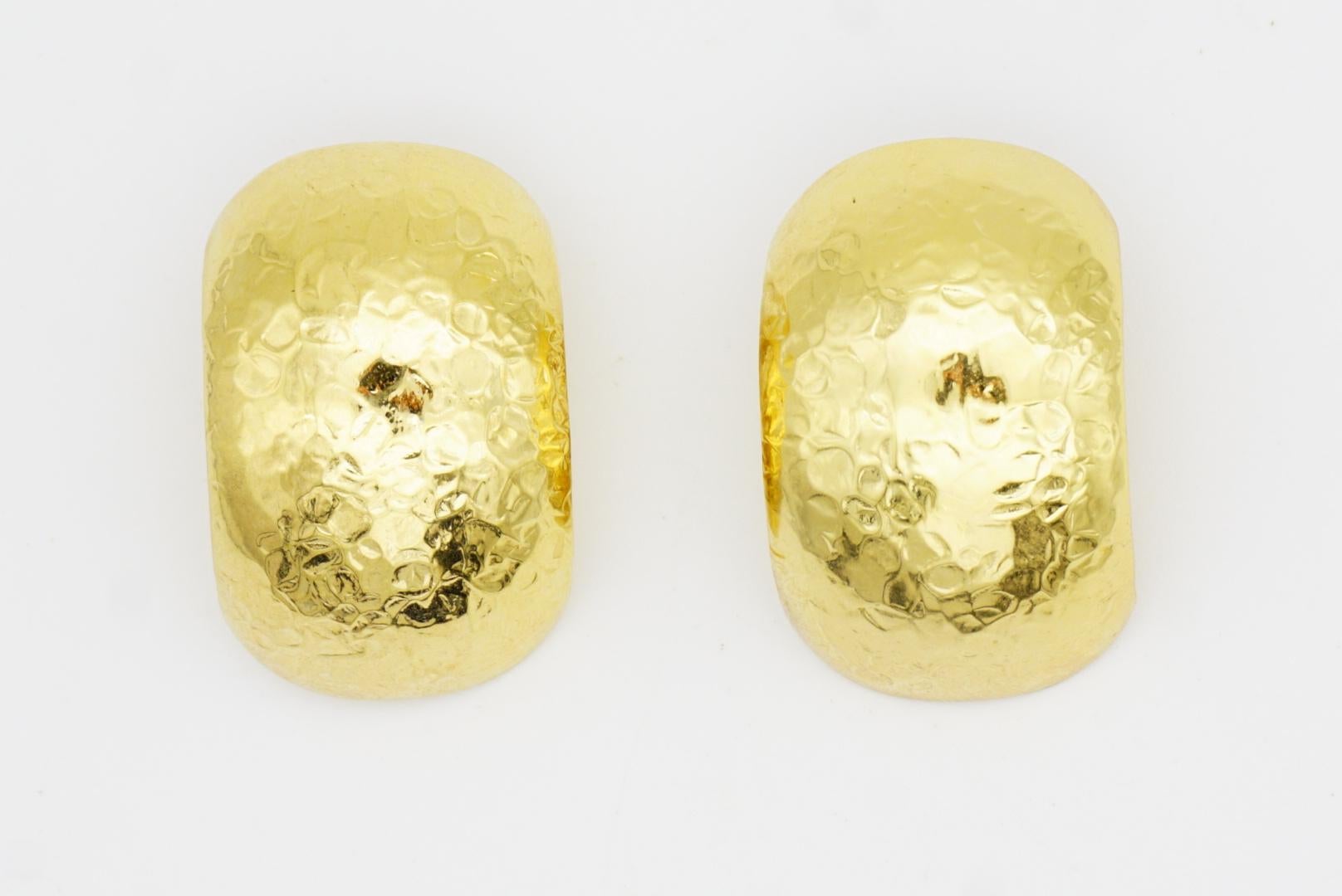 Christian Dior GROSSE 1970s Large Ripple Hoop Semi Dome Circle Clip Earrings For Sale 2