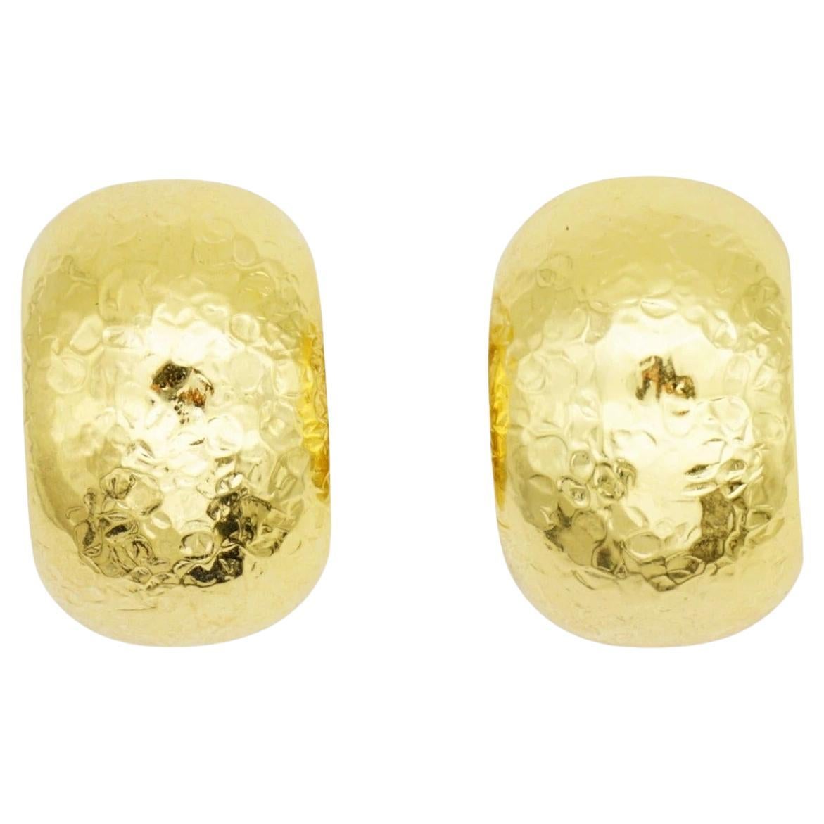 Christian Dior GROSSE 1970s Large Ripple Hoop Semi Dome Circle Clip Earrings