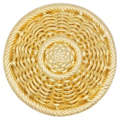 Christian Dior GROSSE 1970s Large Vivid Woven Dome Straw Hat Chunky Gold Brooch